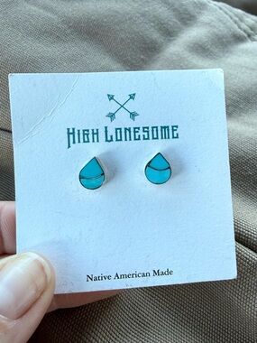 NWT - High Lonesome Turquoise Teardrop Stud Earrings